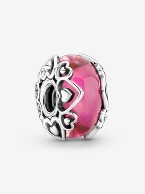 Pandora Reveal Your Love Pink Murano Glass Charm